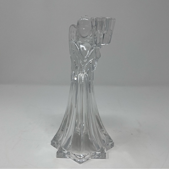 Angle Clear Glass Winged Decorative Holiday Candleholder - Picture 1 of 8